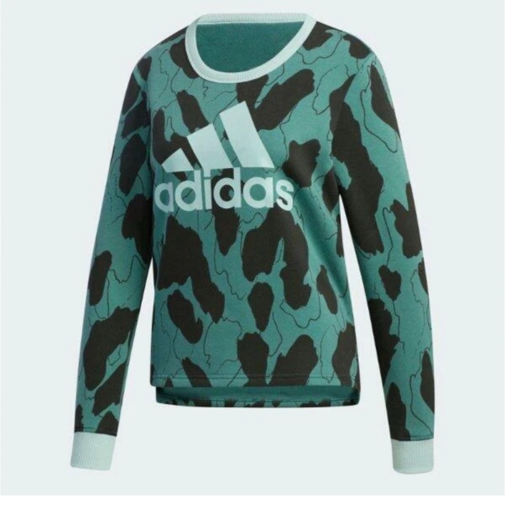 adidas Teal and Black Camo Logo Sweatshirt